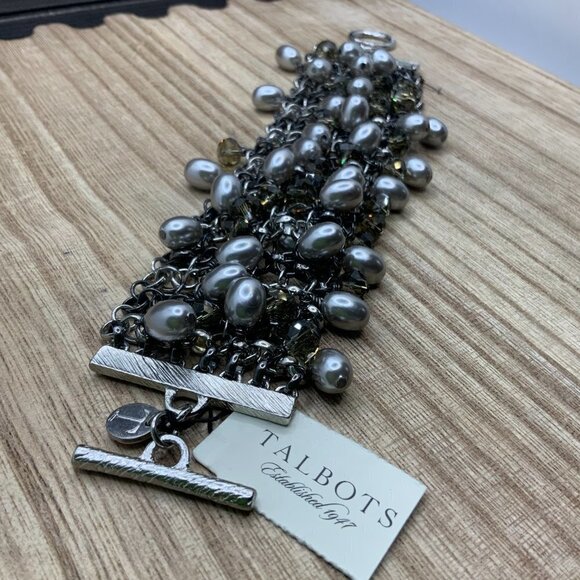 TALBOTS NWT PEARL BEAD CLUSTER MULTI-STRAND BRACELET - Picture 2 of 7
